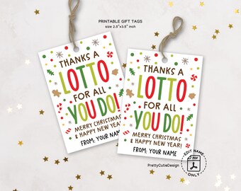Christmas Lottery Gift Tags: Holiday Teacher Appreciation (Digital Download)