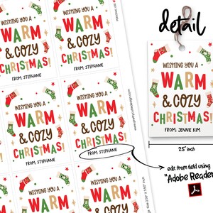 Warm and Cozy Christmas Tag, Warm and Cozy Holiday Tag, Cozy Socks ...