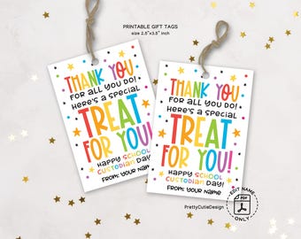 Printable Custodian Appreciation Gift Tag, Thank You Treat Tags (Digital Download)