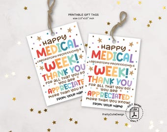 Medical Laboratory Professionals Week Gift Tag, Lab Week Appreciation Printable, Medical Lab Tech Thank You Tag for Staff and Coworkers