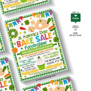 Editable St Patricks Day Bake Sale Fundraiser Flyer Template, St ...