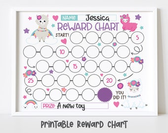 Spring Llama Reward Chart for Kids, Simple Kids Reward Chart, Cute Llama Sticker Chart - INSTANT DOWNLOAD