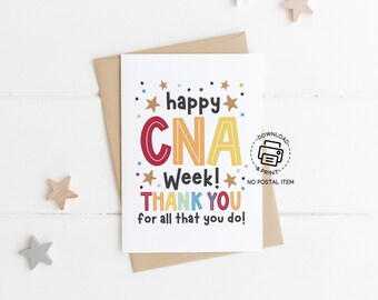 Printable CNA Week Card, Happy CNA Week Thank You Card for Certified Nursing Assistants, Nurse Aide Appreciation PDF Greeting Download