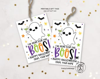 Funny Ghost Halloween Gift Tags, Adult Party Favors (Digital Download)