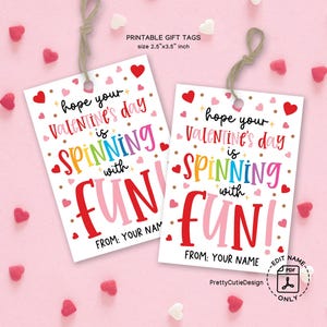 Fidget Spinner Valentine Gift Tag Printable, Spinning with Fun, Classroom Favor, Digital Download