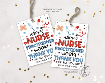 Nurse Practitioner Week Gift Tags Printable: Staff Thank You Appreciation, Healthcare Party Favors