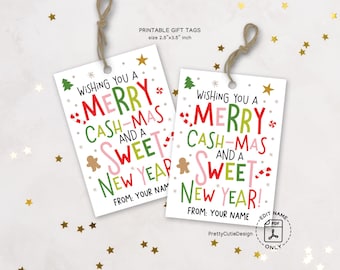 Christmas Money Gift Tags Printable, Cash-mas Treat Labels, Sweet New Year