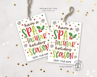 Christmas Gift Tags Printable, Spa-tacular Holiday Season, Bath Basket Labels