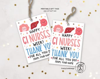 GI Nurses Week Gift Tag Printable, Happy GI Nurses and Associates Appreciation Week Favor Tag, Treat Bag Tags, GI Nurses Thank You Card