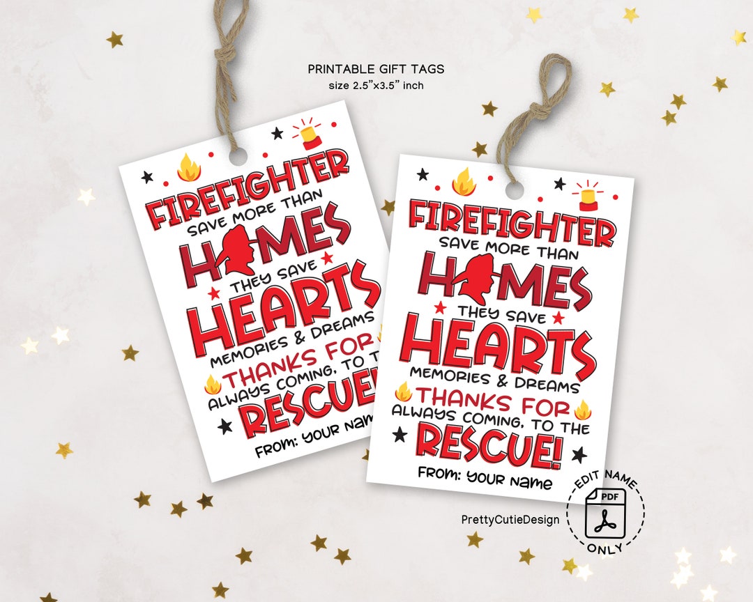 Firefighter Appreciation Tag Printable, Firefighter Appreciation Day ...