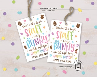 Happy Easter Printable Gift Tags, Staff Appreciation Tag, Employee Thank You Tags, Easter Bunny School Staff Gift Tag, Easter Gift Tags