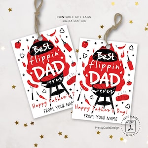Étiquettes-cadeau fête des pères imprimables, meilleure étiquette-cadeau Flippin' Dad jamais barbecue, thème grill, étiquettes drôles de fête des pères, étiquettes de barbecue téléchargement immédiat