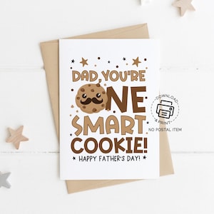 Carte de fête des pères drôle à imprimer, papa, tu es un, carte à biscuits intelligente, jolie carte de jeu de mots cookie, cadeau de fête des pères DIY, téléchargement immédiat