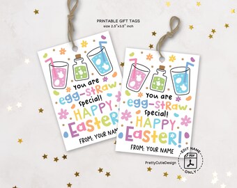 Easter Gift Tags Egg-straw Special, Easter Gift Tags Printable, Kids Easter Favor Tags, Classroom Gifts, Easter Basket Tags, Party Favor Tag