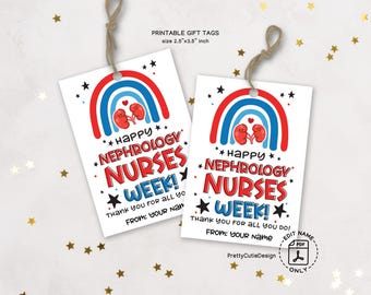 Nephrology Nurse Appreciation Gift Tags: Rainbow Kidney Design (Printable Digital Download)