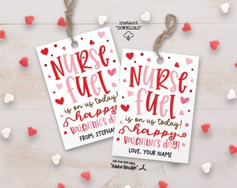 Nurse Valentine Gift Tags, Printable Valentines Day Tag, Coffee Valentine Nurse Appreciation Tag, Nurse Valentines Day Gift Tag Printable