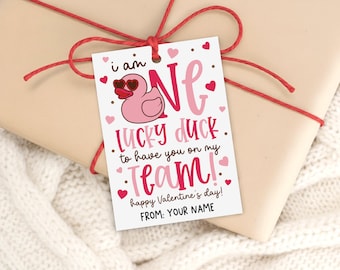 Rubber Duck Valentine Gift Tag, Coworker Appreciation Printable, Employee Staff Office Party Favor