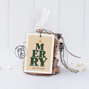 Merry Christmas Gift Tags, Printable Christmas Goodie Bag Tags, Holiday ...