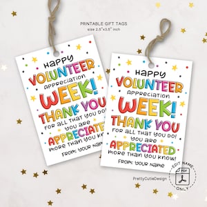 Volunteer Appreciation Gift Tags: School PTO PTA Thank You (Printable)