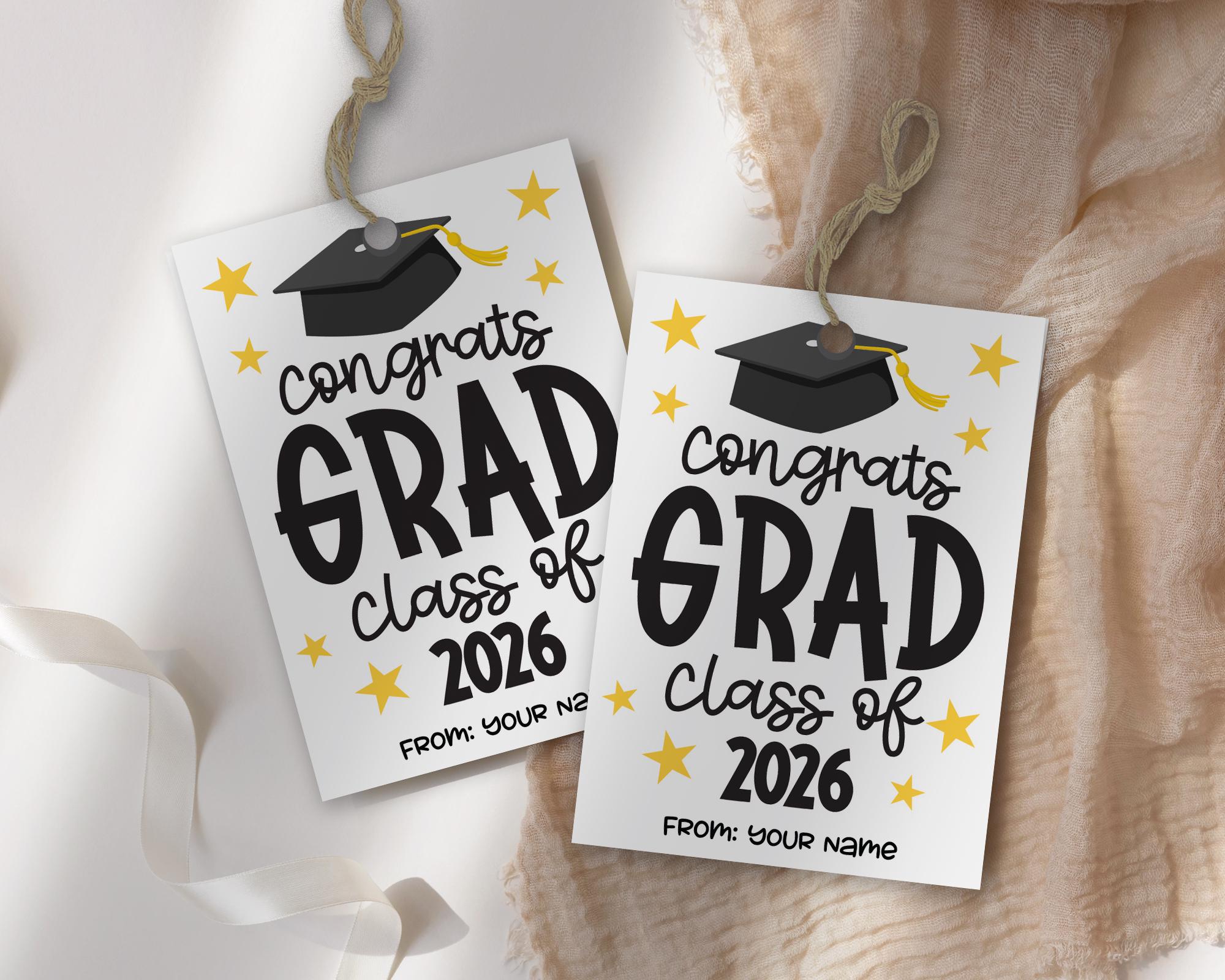 Graduation Gift Tags Printable, Congrats Grad, Class of 2026 Party ...