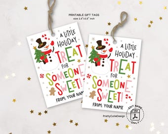 Christmas Gift Tags, Holiday Treat For Someone Sweet, Printable Snowman Candy Design
