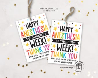 Anesthesia Technician Day Gift Tag, Anesthesia Tech Appreciation Week Favor Tags, Printable Happy Anesthesia Tech Week Thank You Card