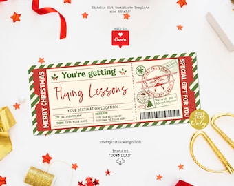 Editable Flying Lesson Gift Certificate, Printable Pilot Experience Voucher
