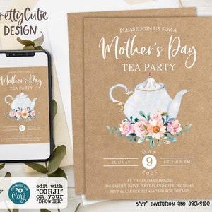Mother's Day Tea Party Invitation Mother's Day Brunch - Etsy