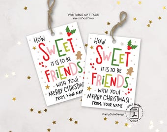 Christmas Candy Gift Tags, Sweet Friends Printable, Holiday Treat Bag Labels
