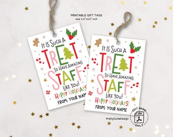 Staff Holiday Gift Tags Printable, Employee Appreciation Christmas Labels, Office Treat Favors