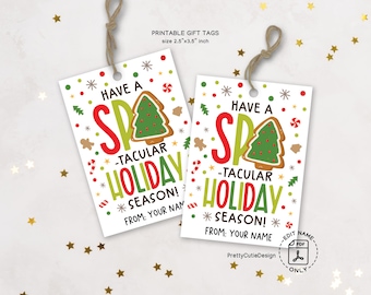 Christmas Gift Tags, SP-tacular Holiday Season Pun Printable, Gingerbread Tree, Instant Download