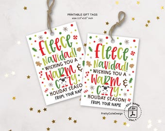 Christmas Gift Tags Printable, Fleece Navidad Funny Pun Labels, Warm & Cozy Sheep Tags