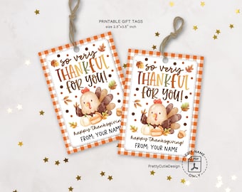 Thanksgiving Gift Tags Printable: Turkey Favor Tags (Digital Download)