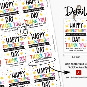 Administrative Professionals Day Tag Printable, Admin Professionals Printable Gift Tags, Administrative Day Thank You Tag, Employee Gift Tag