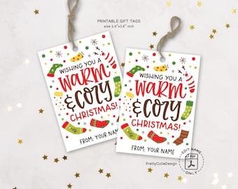 Warm & Cozy Christmas Gift Tags, Printable Holiday Labels (PDF Pattern)