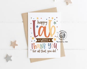 Happy Lab Week Card Printable, Medical Laboratory Professionals Week Thank You Card, Appreciation Note, Instant Digital Download