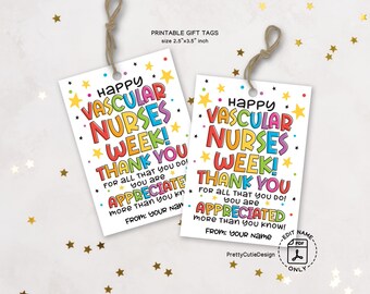 Rainbow Vascular Nurse Appreciation Gift Tags: Printable Thank You (Instant Download)