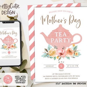 Mother's Day Tea Party Invitation Mother's Day Brunch - Etsy