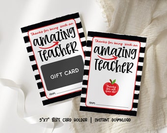 Teacher Appreciation Gift Card Holder, Amazing Gift Card, Amazing Teacher Gift Card Holder, Teacher Card Holder Printable Thank You Card