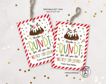 Christmas Bundt Cake Gift Tag, Printable Holiday Teacher Appreciation, Staff Thank You Favor