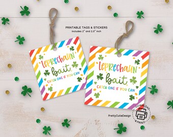 Printable Leprechaun Bait Tags, St Patricks Day Candy Gift Tag, Kids St Patricks Day Classroom Treat Tags, Saint Patricks Day Goodie Bag Tag