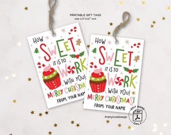 Christmas Gift Tags, Sweet Coworker Appreciation Printable, Office Treat Bag