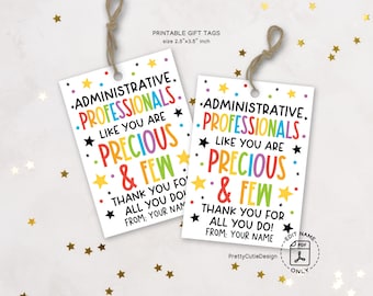 Administrative Professionals Day Gift Tags Printable, Precious and Few Tags, Admin Staff Appreciation Tags, Office Thank You Gift Labels