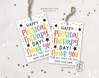 Physical Therapy Day Gift Tags: Rainbow Appreciation Tags (Instant Download)