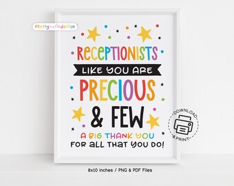 Receptionist Day Sign Printable, Office Appreciation Wall Art, Thank You Poster, Front Desk Staff Gift Instant Download