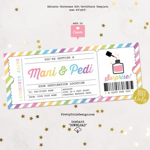 Maniküre Pediküre Überraschungsticket Vorlage, Maniküre Pediküre Überraschungsticket bearbeitbare Vorlage Geschenk für Sie, Mani Pedi Gutschein Vorlage