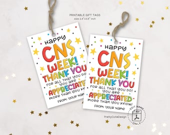 CNS Week Gift Tags: Clinical Nurse Specialist Appreciation (Printable Digital Download)