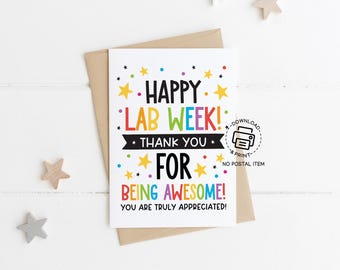 Happy Lab Week Card Printable, Thank You Card for Lab Staff or Medical Laboratory Professionals, Appreciation Gift for Lab Week Download