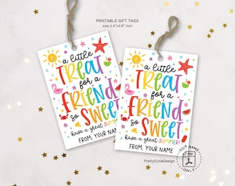 A Little Treat for a Friend So Sweet Gift Tags, Last Day of School Printable Tags, Summer Classmate Student Favor, End of Year Friend