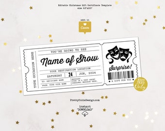 Broadway Ticket Gift Template, Musical Broadway Ticket Printable Vouchers Gift Certificate, Broadway Show Surprise Gift Ticket Reveal